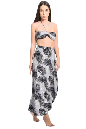 Women's Black Floral Bandeau String Tube Top